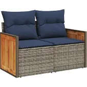 vidaXL 9-delige loungeset voor de tuin met kussens, grijs, kunststof vlechtwerk
