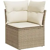 vidaXL 6-delige Loungeset met kussens poly rattan beige