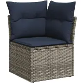 vidaXL 8-delige loungeset voor de tuin met kussens, grijs, kunststof vlechtwerk