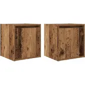 vidaXL Nachtkastjes wandgemonteerd 2 st 38x34x40 cm oud houtkleurig