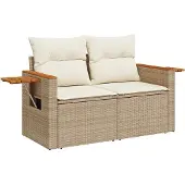 vidaXL Tuinbank Set 10 st 7-Aantal zitplaatsen Beige en Crème