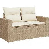 vidaXL Tuinbank Set 10 st 7-Aantal zitplaatsen Beige en Crème
