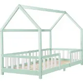 En.casa Kinderbed Sisimiut met uitvalbeveiliging 90x200 cm mint en wit