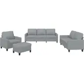 vidaXL 4-delige Loungeset met kussens stof lichtgrijs
