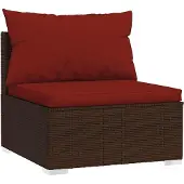 vidaXL 4-delige Loungeset met kussens poly rattan bruin