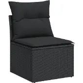 vidaXL 4-delige Loungeset met kussens poly rattan zwart