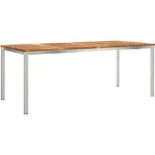 vidaXL Buiten Eettafel Set 9 pcs Massief Teakhout en RVS