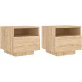 vidaXL Nachtkastjes met LED-verlichting 2 st 40x39x37 cm sonoma eiken