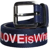 Dolce&Gabbana Blauwe Katoenen Leren Gedrukte Metalen Gesp Riem