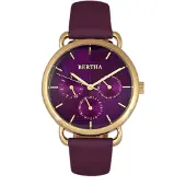 Bertha Gwen lederen band horloge met dag/datum