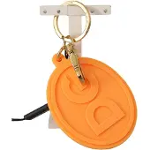 Dolce&Gabbana Oranje Rubber DG Logo Gouden Messing Metaal Heren Sleutelhanger