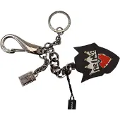 Dolce&Gabbana Black Prince Studs Logo Zilver Messing Heren Sleutelhanger