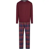 Phil&Co. Pyjama lang ' Flanell ' gemengde kleuren / donkerrood
