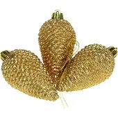Décoris Dennenappel kerst ornament | | 6 stuks (Goud)