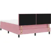 vidaXL LED boxspringbed met matras, roze, 140 x 190 cm, fluweel