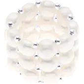 ATELIERS SAINT GERMAIN Ring met 3 Rijen - Handgemaakt - van Echte Zoetwaterparels - KLEUR NATUURLIJK WIT - 4 mm