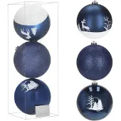 Springos Kerstballen | 3 Stuks | 15 cm | Blauw | Wit
