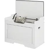 HOMCOM -Aufbewahrungstruhe-Polyester, Spanplatte-75L x 40B x 56H cm-Weiß