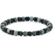 Frank 1967 7FB-0834 – – Heren Armband – Kralenarmband 6 mm – Blauwe Apatiet – Zwartkleurig