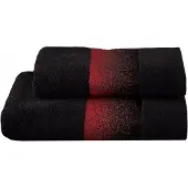 Texpol Madera Katoenen Handdoek 50x90cm Zwart/Bordeaux - Zacht & Absorberend