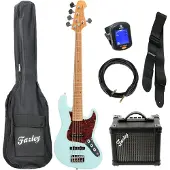 Fazley Basgitaar starterset Sunset Series Jellyfish 5 Sky Blue