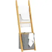 HOMCOM Badkamerrek - Bamboe - 43x35x133cm - Grijs