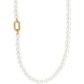 Ti sento Dames Ketting - 925 zilver - Parel met geel verguld - Maat 48 - 34050YP