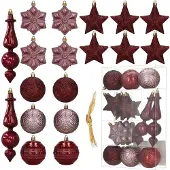 Springos Kerstballen | 18 Stuks | Paars | Bordeauxrood | Mat | Glanzend | Glitter