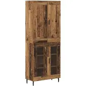 vidaXL Highboard 2 st Oudhout 69,5 x 34 x 180 cm Bewerkt hout