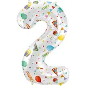 Folat - Folieballon Cijfer 2 Joyful Party - 86 cm