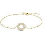 New Bling - 9NBG-0962 - 14K geelgouden armband – O-vorm – met zirkonia
