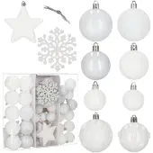 Springos Kerstballen | 40 Stuks | 5/6/7/8/9/10 cm | Wit