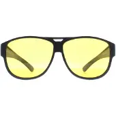 Montana Aviator Unisex Mat Zwart Geel Gepolariseerd FO6 Fit Over Bril Nacht Rijden Zonnebril