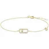 New Bling - 9NBG-0966 - 14K geelgouden armband – ovaal design – met zirkonia