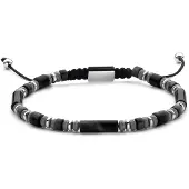 Frank 1967 7FB-0836 – – Heren Armband – Kralenarmband – Agaat & Hematiet – Zilverkleurig