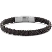 Frank 1967 7FB-0797 – – Heren Armband – – Leren Armband – Zwart/Bruin – Zilverkleurig – 21 cm
