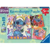 Ravensburger puzzel Disney Stitch - Drie puzzels - 49 stukjes - kinderpuzzel