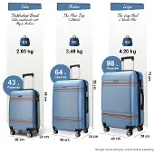 Infinity Leather Hardshell Blue Navy Cabinekofferset Robuuste ABS Lichtgewicht Bagage Vakantietas