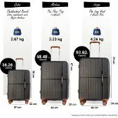 Infinity Leather Harde zwarte, sterke koffer met 8 wielen, handbagage, vakantiekoffer