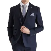 Paul Andrew Marineblauwe herenblazer Prince of Wales formele blazer