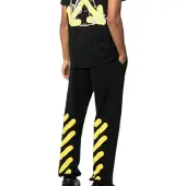 OFF-WHITE Gebroken witte Crystal Wiz slanke zwarte joggingbroek met manchetten