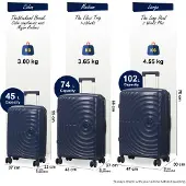 Infinity Leather Uitbreidbare marineblauwe koffer met harde schaal en 8 wielen
