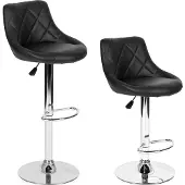 Modernhome Barkruk met rugleuning - draaibaar - 60-80 cm - zwart gestikt