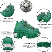 New rock M-106WALL-C29 Metallic Groene Leren Gothic Enkellaarsjes
