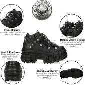 New rock M-106WALL-C65 Python Zwarte Leren Platform Enkellaarsjes