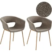 Beliani ELMA - Eetkamerstoelen set van 2 - Taupe - Bouclé