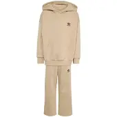 Adidas Joggingpak 'Oversized Hoodie Open Hem Pants' beige / zwart