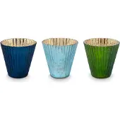 Pip studio Theelichthouder Glass Blue 10 cm (Set van 3)