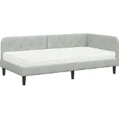 vidaXL Hoek Bed Frame Lichtgrijs 100 x 200 cm Fluweel