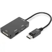 Digitus ASSMANN - Adaptateur vidéo - DisplayPort mâle pour 15 pin D-Sub (DB-15) HDMI DVI-D femelle - 20 cm - triple blindage - noir - moulé support 4K